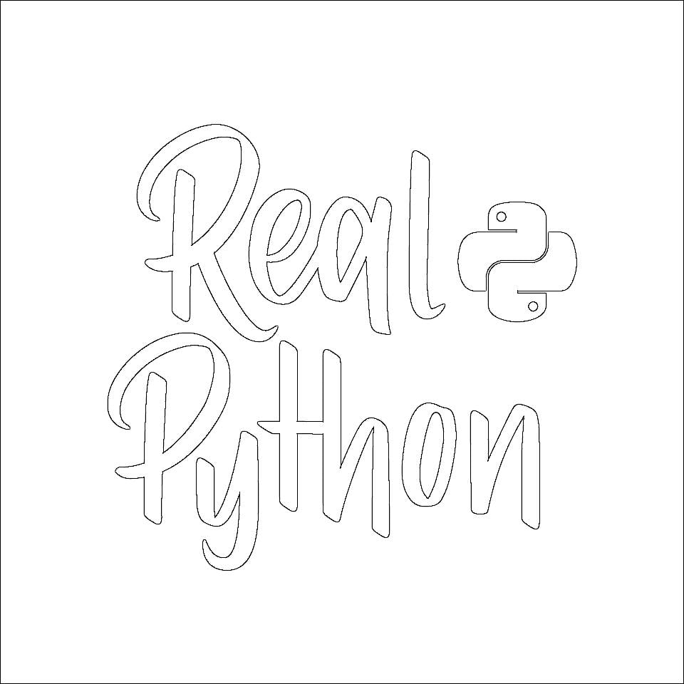 Outline of Real Python logo in Python Pillow