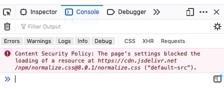 The page's settings blocked the loading of a resource