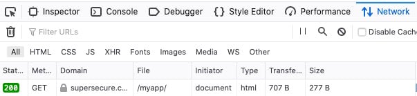 Immediate 200 OK response with HSTS header