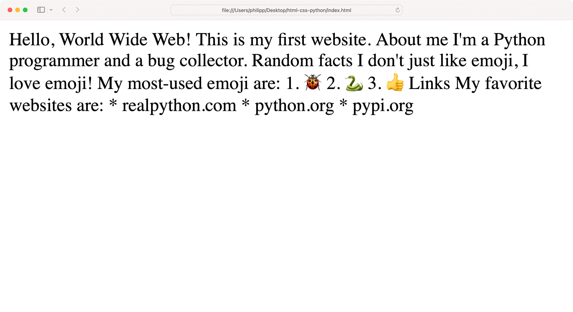 Screenshot of a HTML page without any markup elements.