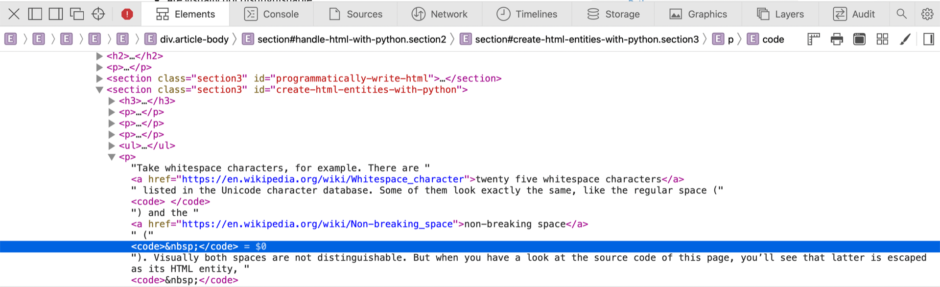 Screenshot of source code in browser dev tools.