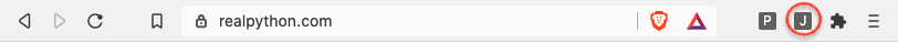 J icon in the toolbar