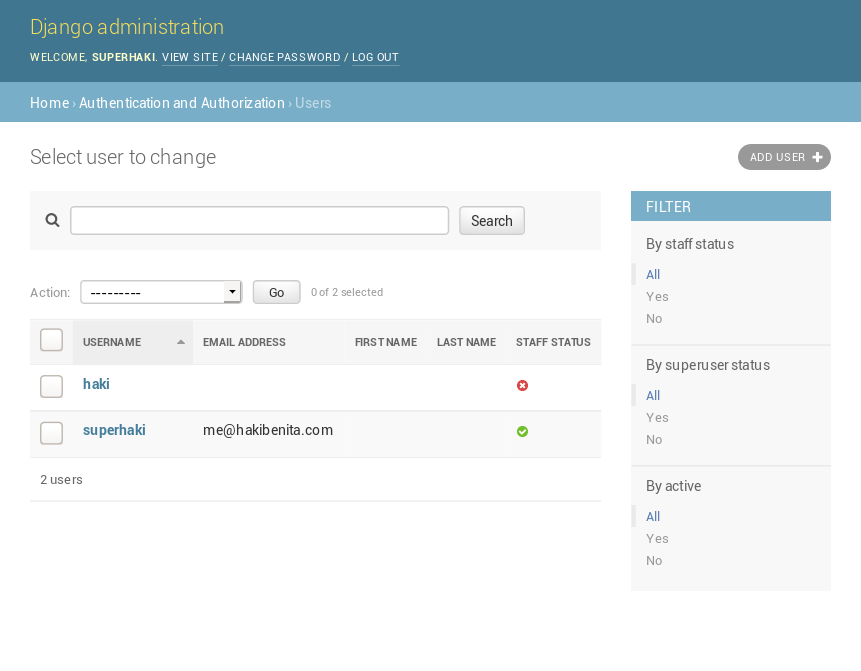 Django bare boned user admin