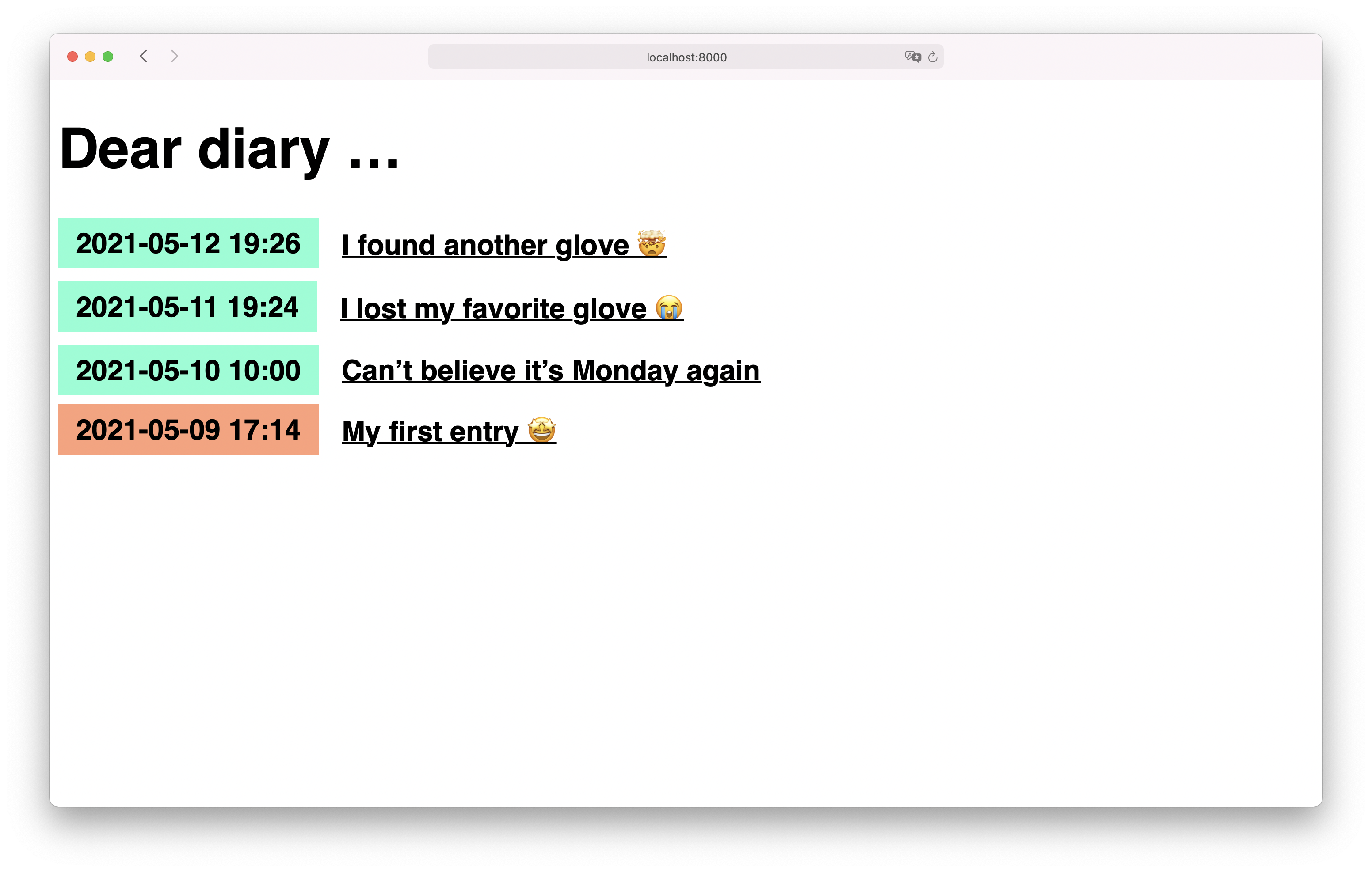 Diary Entries Styled