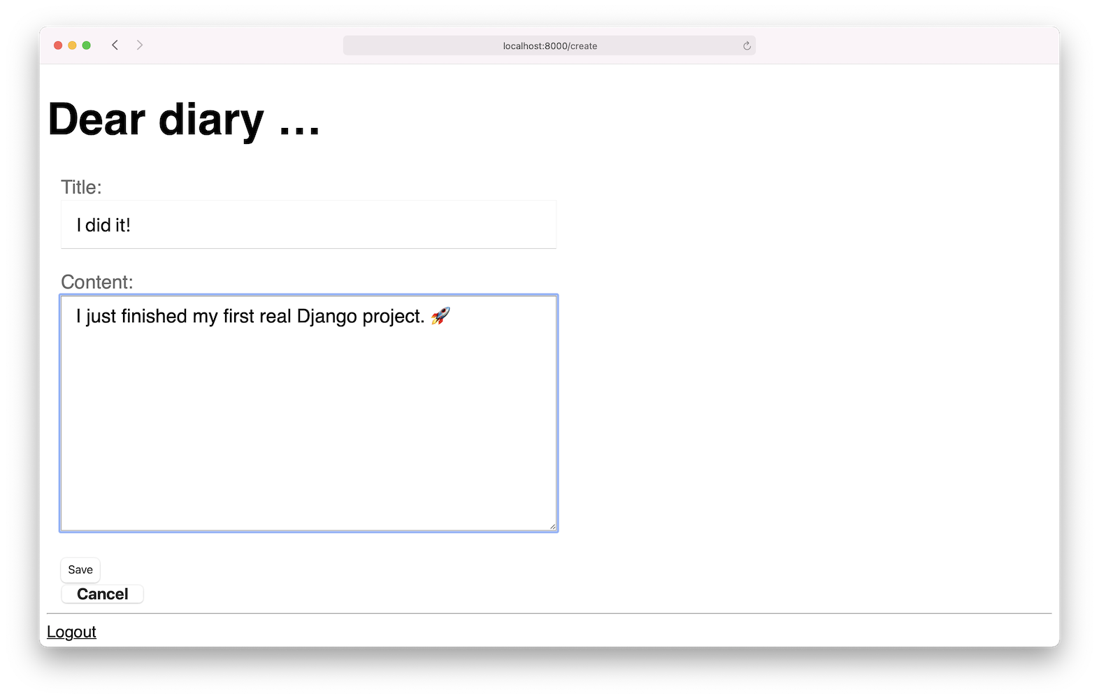 Django Diary Final Entry