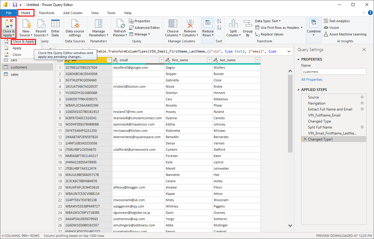 Apply Pending Changes in the Datasets