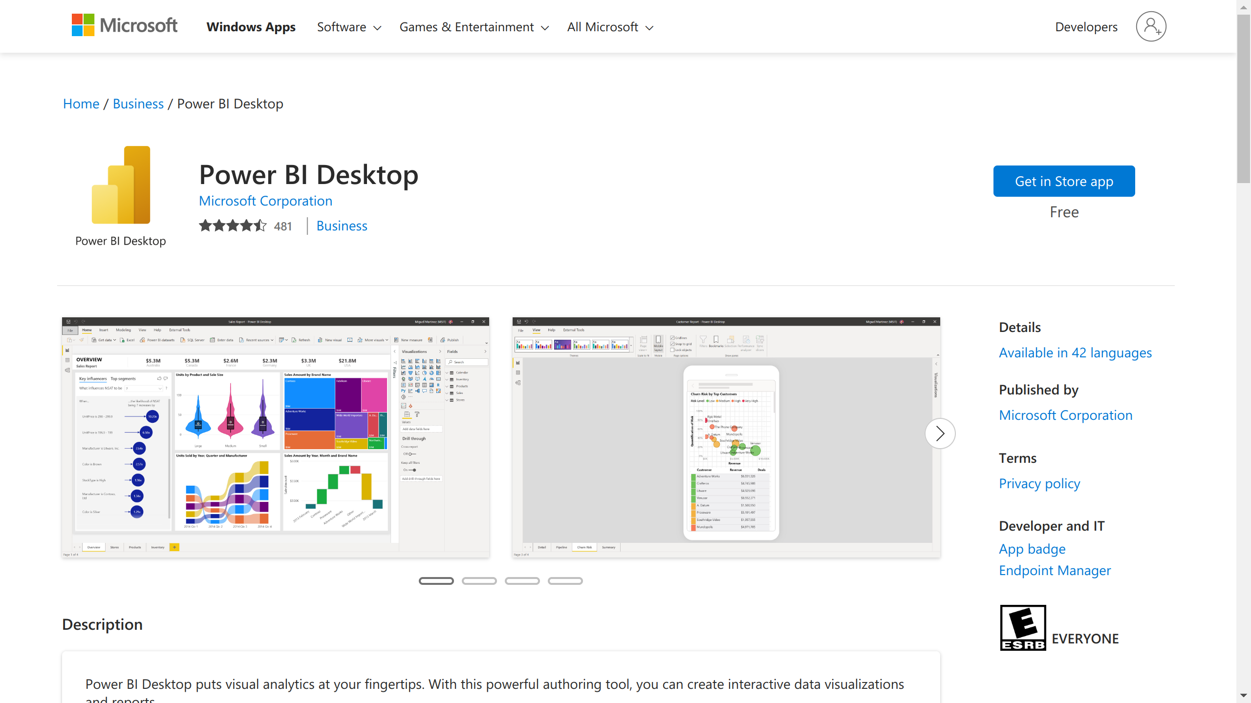 Power BI Desktop in Microsoft Store
