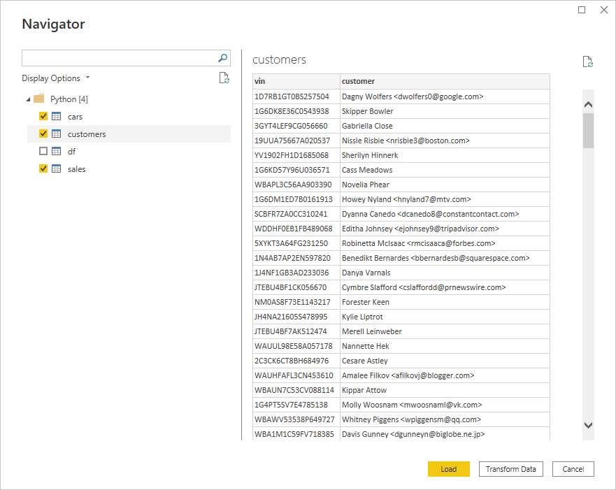 Processed Data Frames in Power Query Editor
