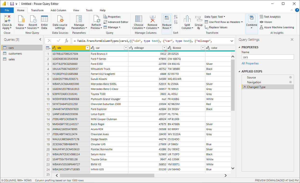 Power Query Editor Window