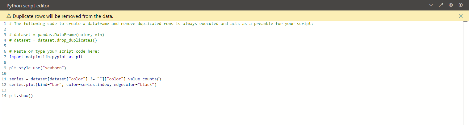 Python Script Editor of a Power BI Visual