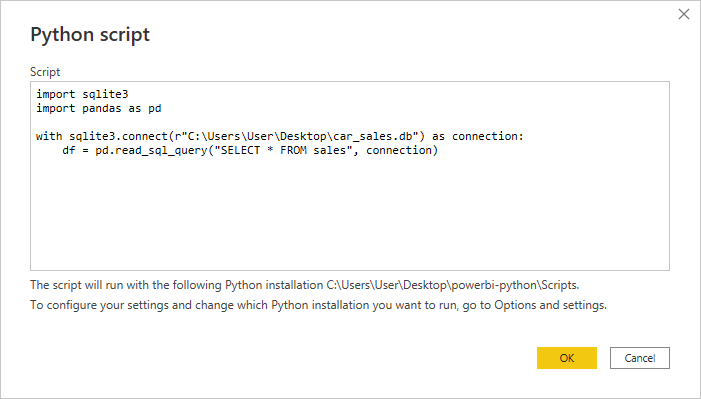 Python Editor in Power BI Desktop