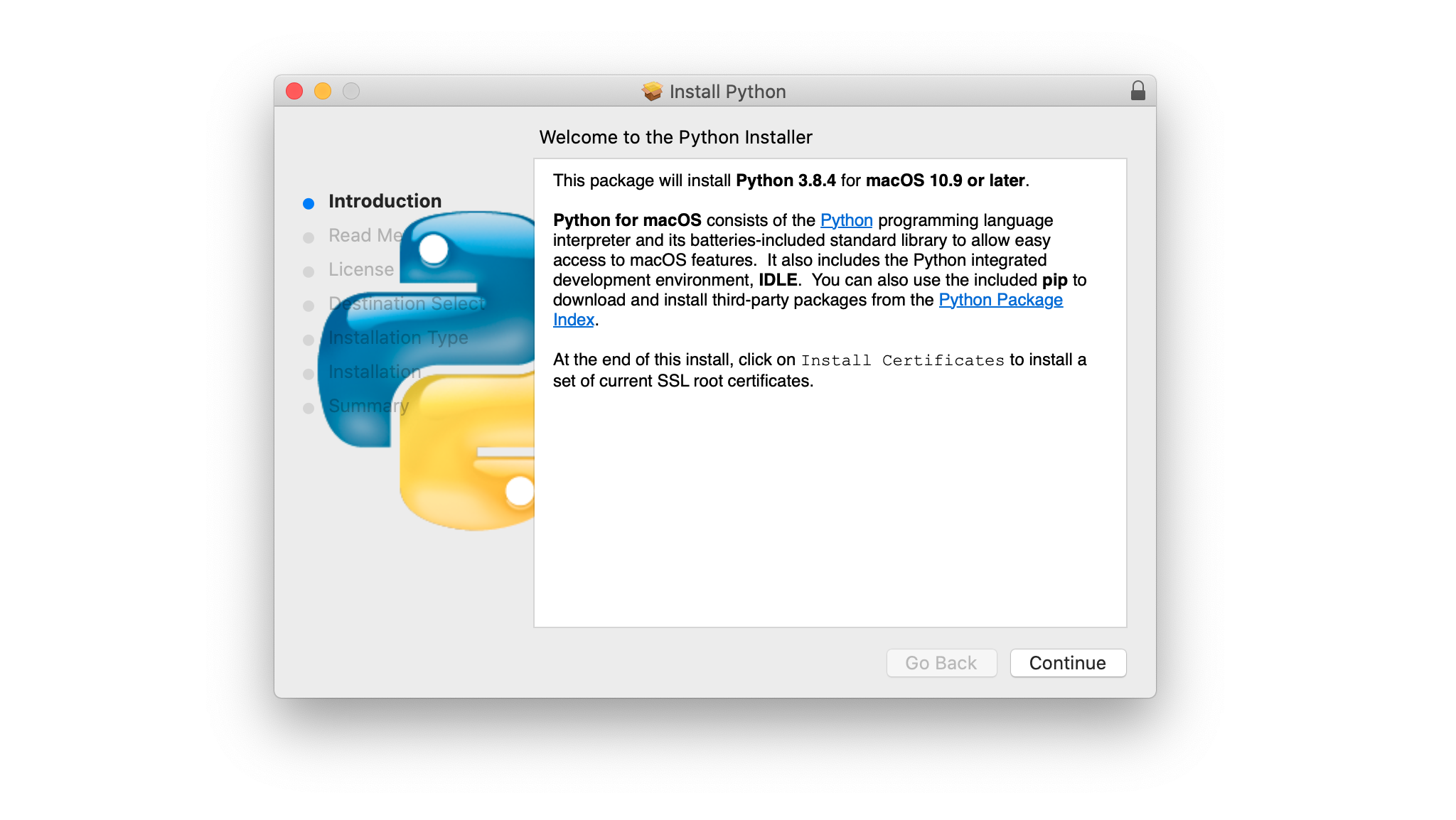 The macOS installation window.