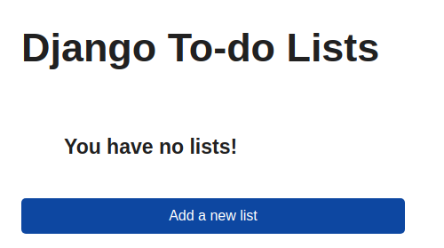 To-do list home page before adding lists
