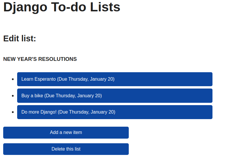 List of to-do items